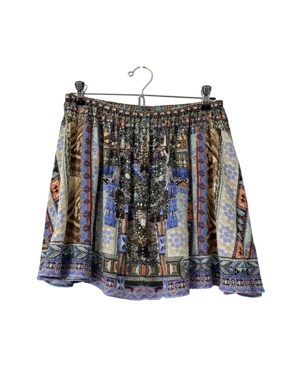 Camilla Geometric Silk Embellished Rhinestoned Mini Skirt Womens Size Small